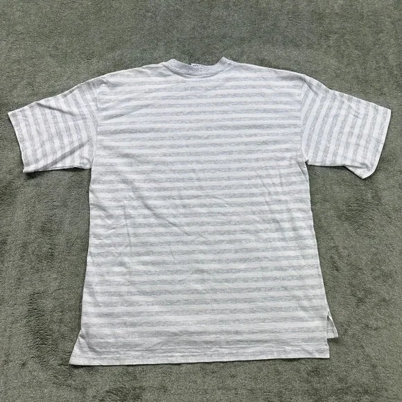 Vintage Mens T-shirt, Lake George, Velva Sheen, L/XL, grey and white stripe - Picture 6 of 6